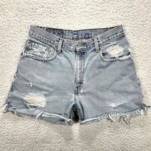 VTG Levi's 560 Loose Fit Cutoff Denim Shorts Light Wash 90's Distressed 29W